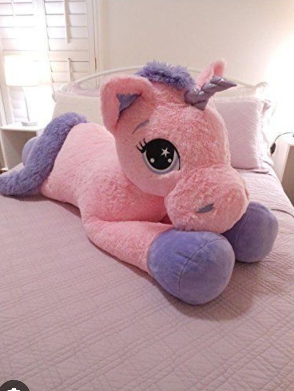 Pink and Purple Plush Unicorn Ride-On Toy
